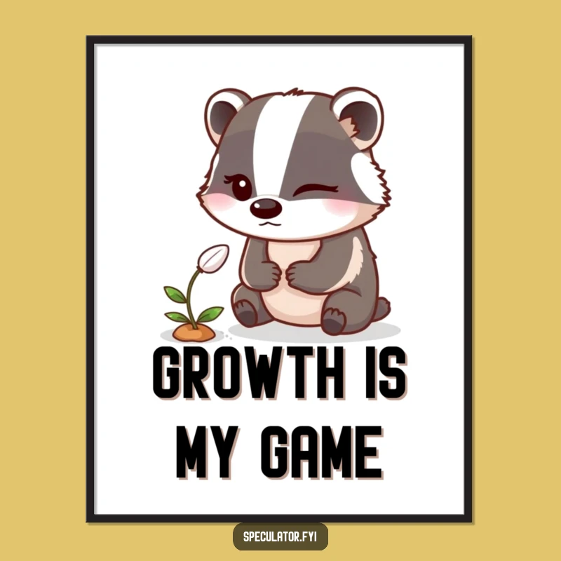Funny Winking Badger Digital Art: Sneaky Gardener Printable, Perfect Humorous Gift Download
