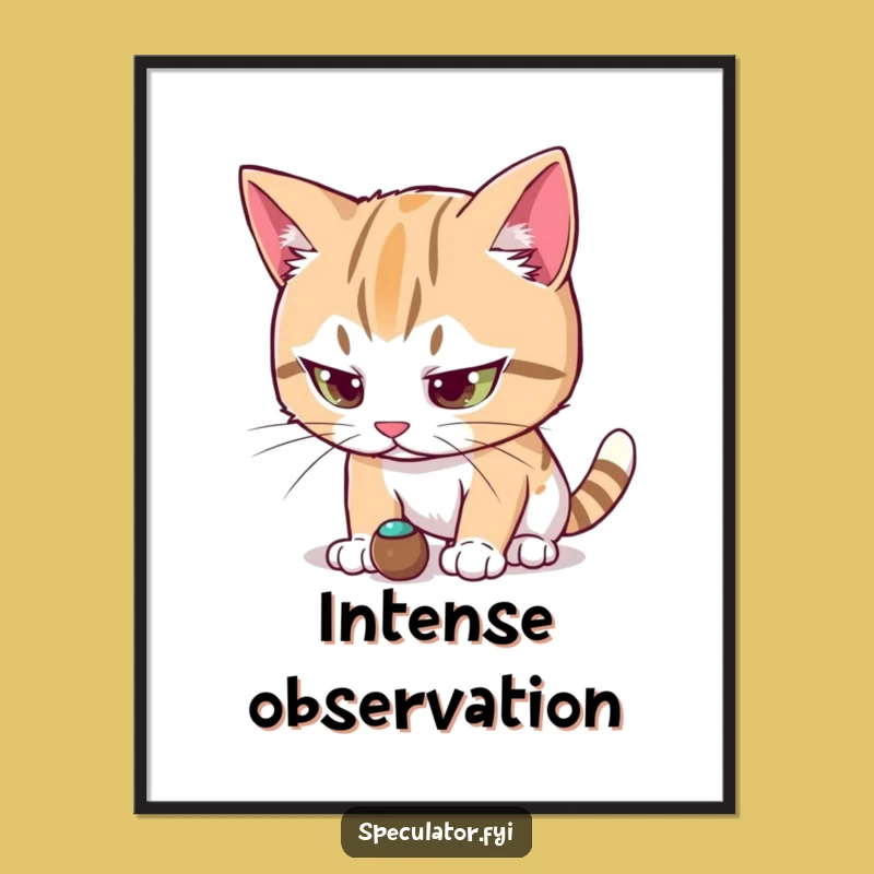 Funny Cat Focus Digital Art - Instant Feline Intensity for Your Walls