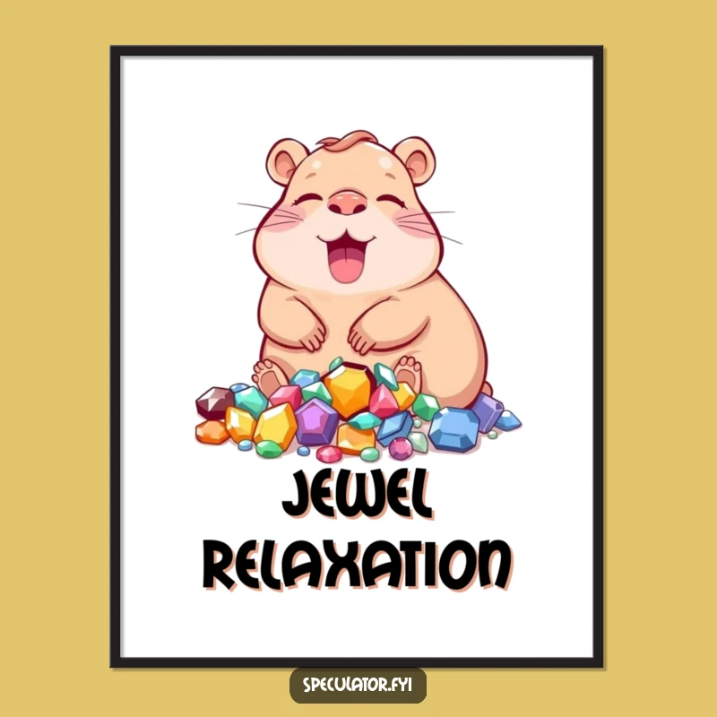 Funny Capybara Jewels Digital Art: Instant Calm Luxury for Your Walls!