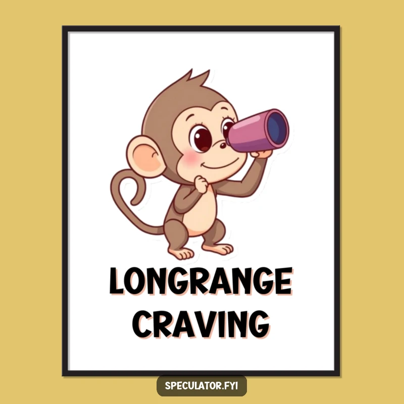 Funny Monkey Spyglass Banana Digital Art - Instant Humor Download