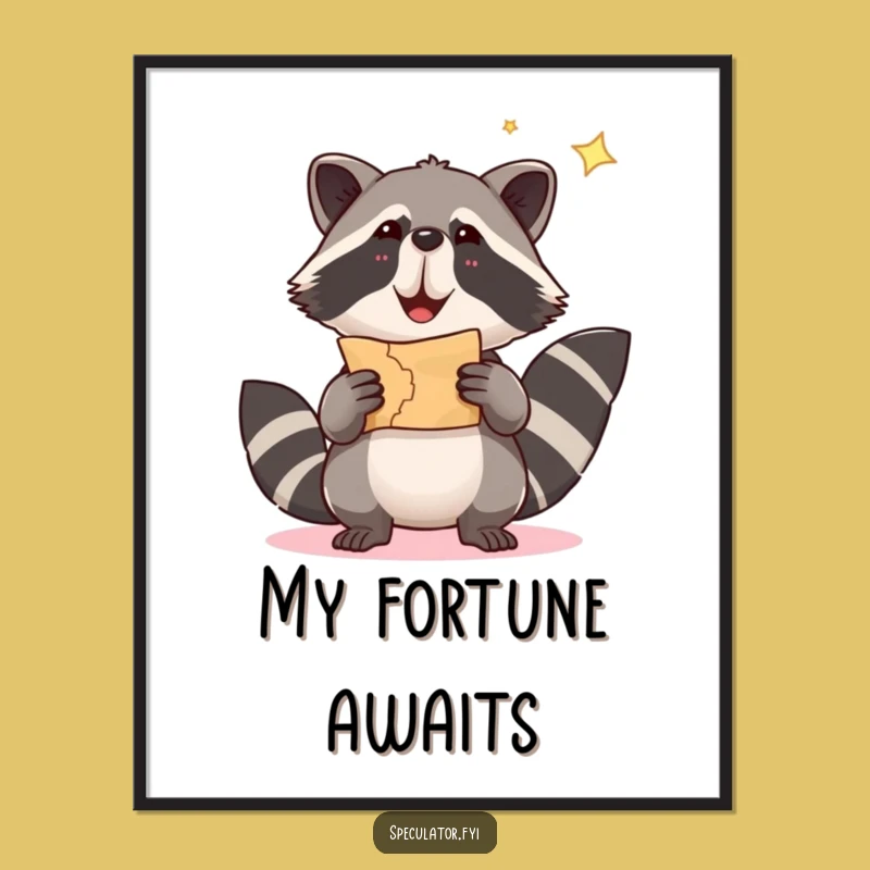 Funny Raccoon Treasure Map Print - Hilarious Digital Art Gift!
