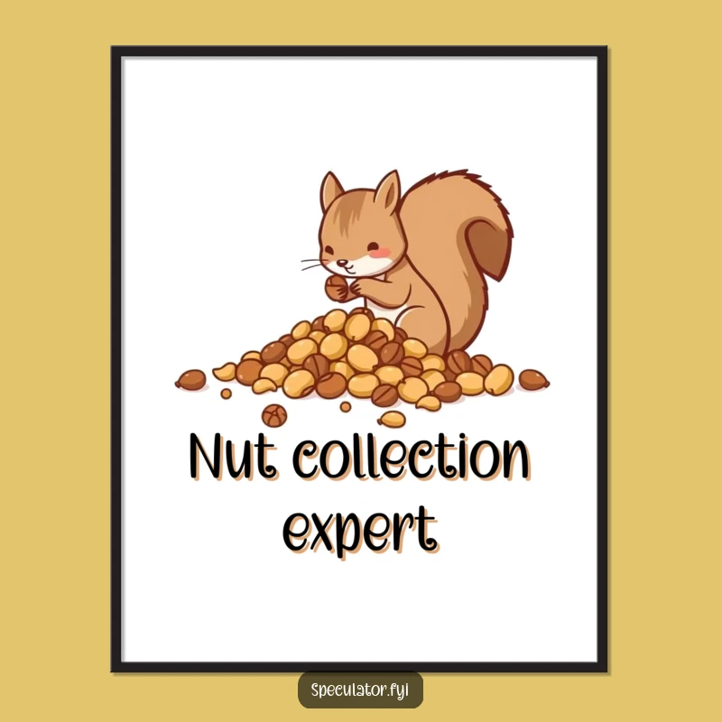 Funny Squirrel Sorting Nuts Digital Art - Whimsical Organizer Decor, Instant Humorous Gift