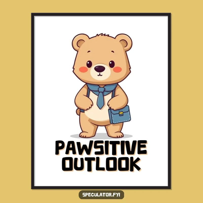 Funny Bear Cub Briefcase Digital Print: Confident Art for Instant Motivation