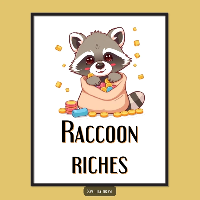 Funny Raccoon Riches Digital Art: Instant Mischief for Your Walls!