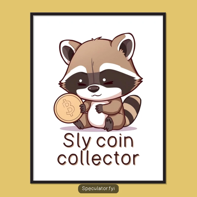Funny Raccoon Coin Grin Digital Art - Instant Wit Download