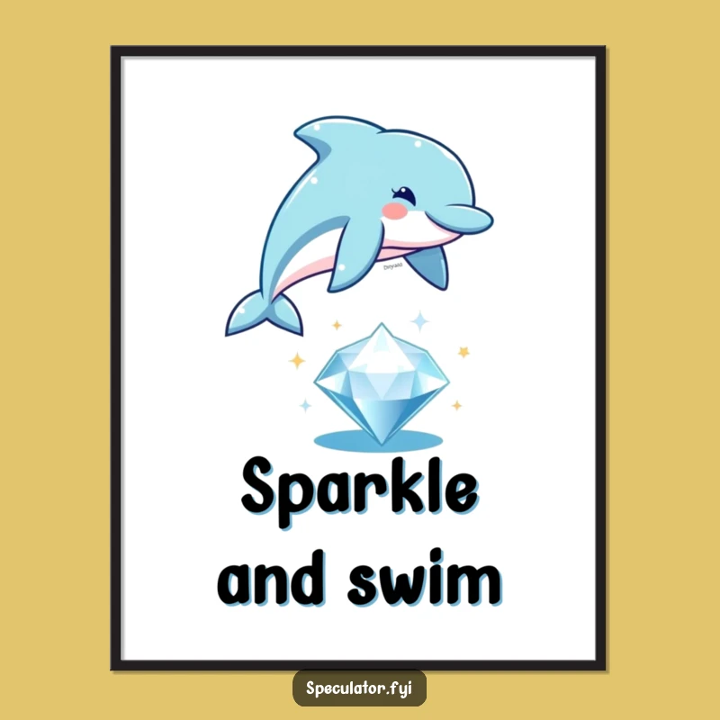 Funny Dolphin Diamond Leap Digital Art - Instant Aquatic Decor Gift
