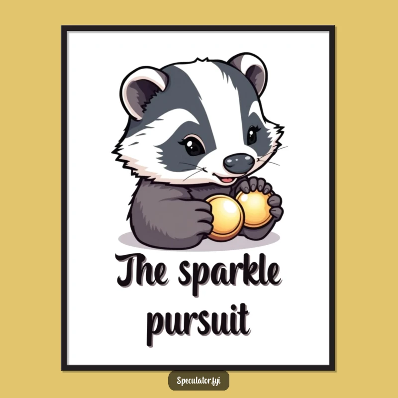 Funny Determined Badger Button Digital Art - Instant Whimsical Decor!