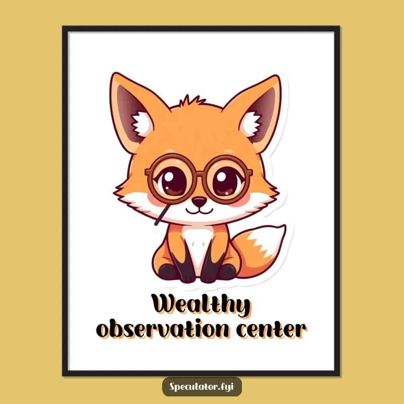 Printable Funny Kawaii Fox Art - Instant Sophisticated Humor Decor