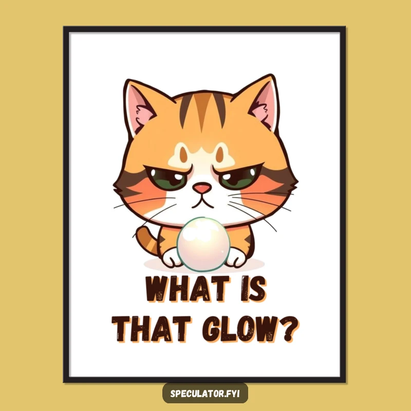 Funny Skeptical Cat Digital Art: Suspicious Pet Character Decor Gift