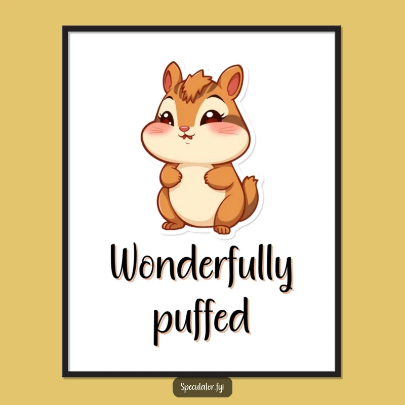 Funny Chipmunk Digital Print: Puffed Cheeks Wonder, Instant Cheerful Decor