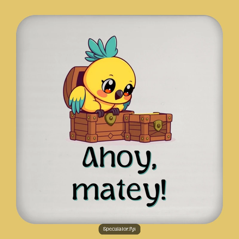 Funny Parrot Treasure Coaster Set - Protect Surfaces with Avian Humor Gift