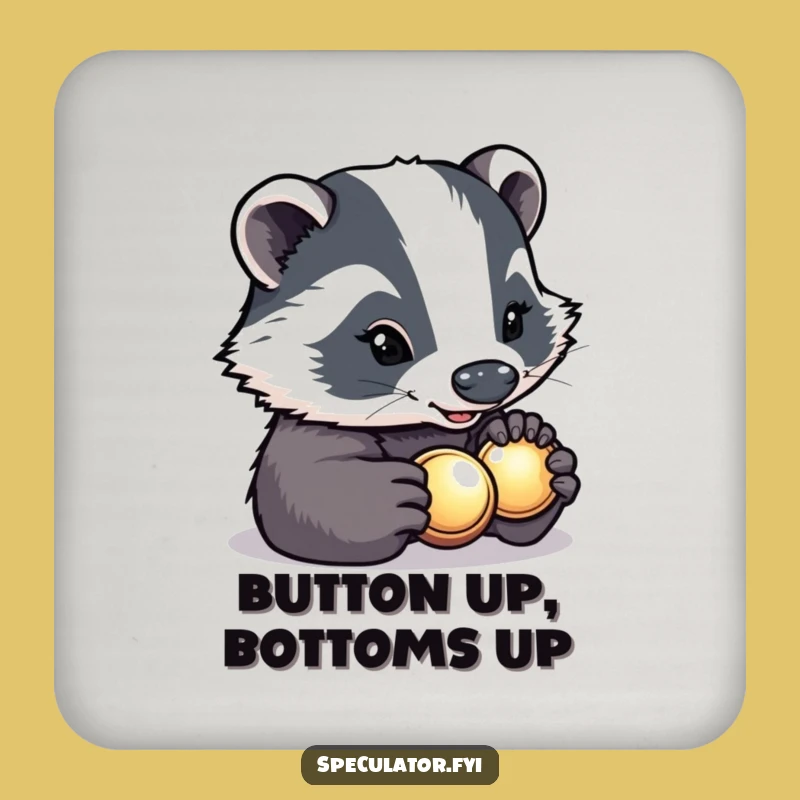 Funny Determined Badger Button Coaster - Protect & Inspect!