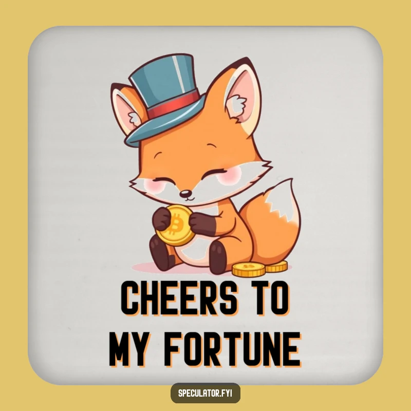 Funny Fox in Top Hat Drink Coaster - Protect Surfaces Investor Style, Humorous Gift