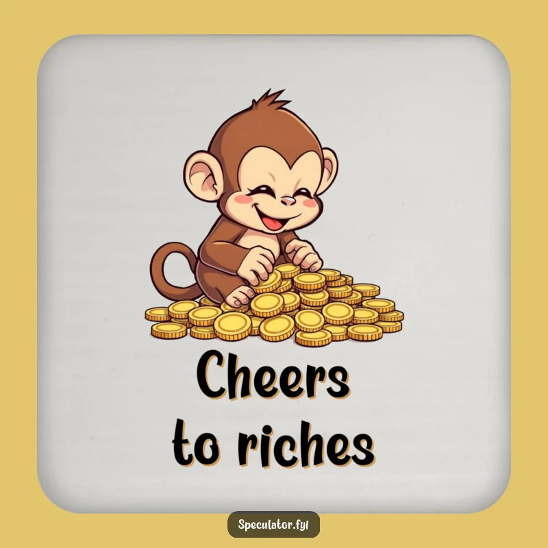 Funny Monkey Counting Coins Coaster Set - Protect Surfaces with Primate Humor Gift
