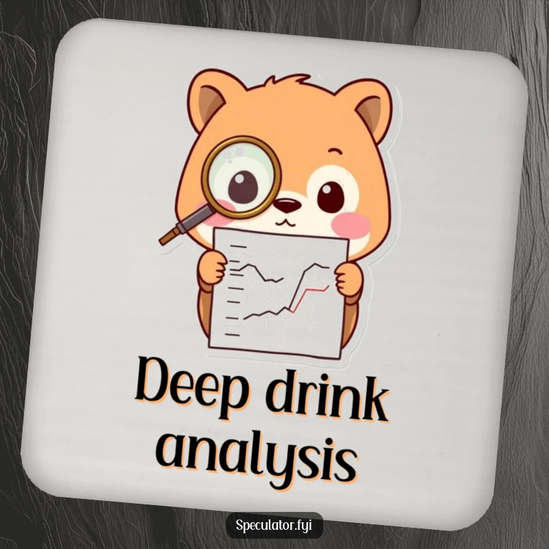 Funny Kawaii animal character drink coasters, wearing a monocle and studying a chart, adding a sophisticated and humorous touch.