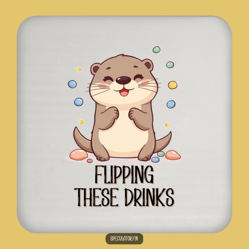 Funny Cheerful Otter Drink Coaster: Add Playful Charm to Your Surfaces, Perfect Humorous Gift