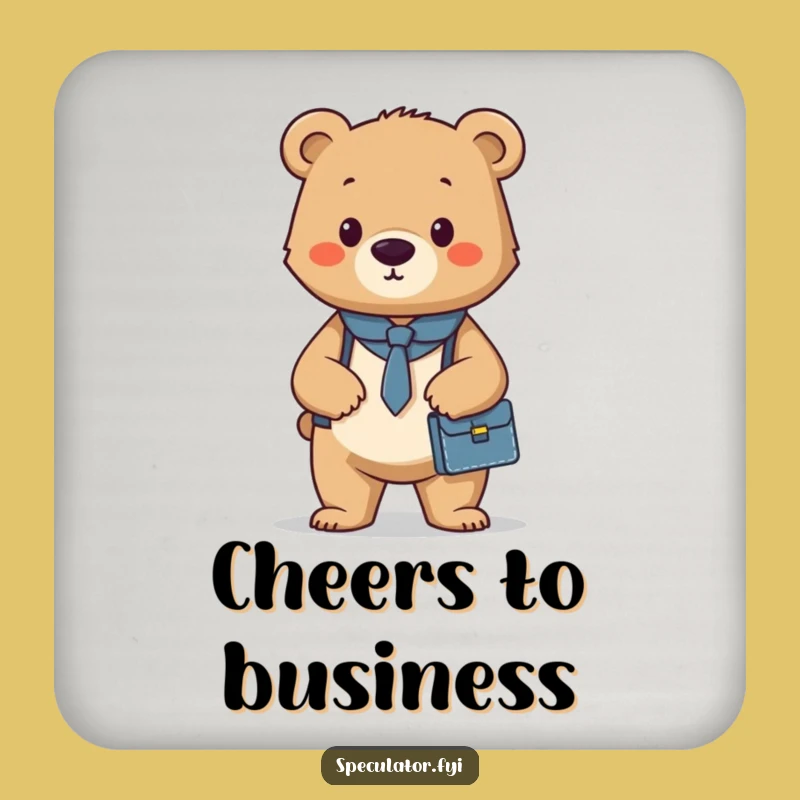 Funny Bear Cub Briefcase Coaster Set: Confident Protection for Professional Spaces