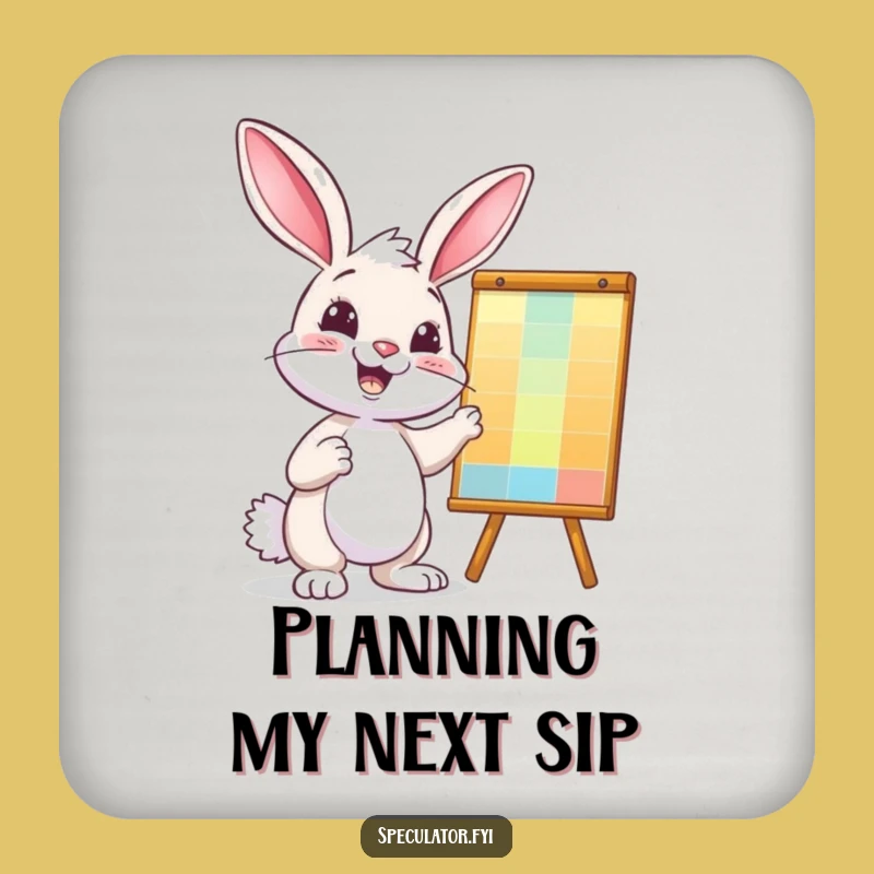 Funny Bunny Smart Coaster - Confident Chart Pointer, Barware Humor Gift