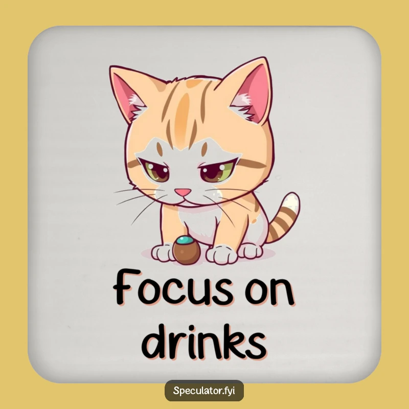 Funny Cat Focus Coaster - Protect Drinks with Intense Charm