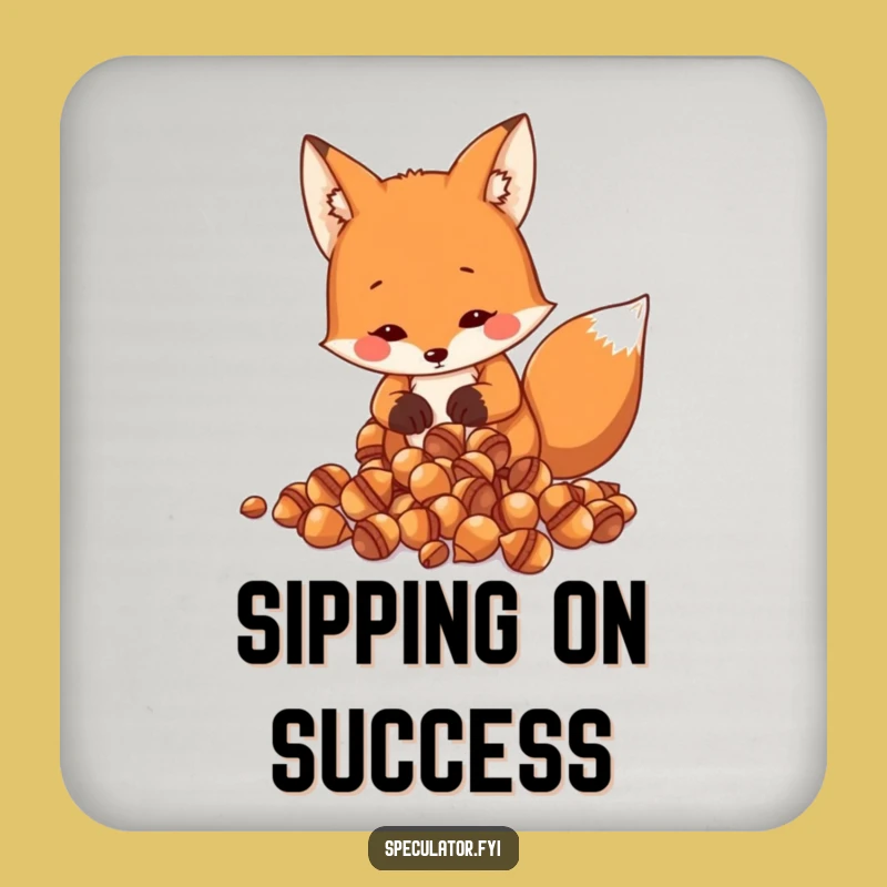 Funny Fox Acorn Counting Coaster - Protect Surfaces with Foxy Smarts