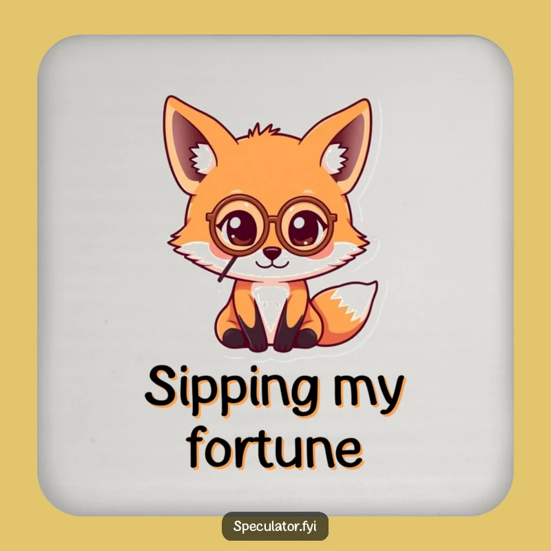 Funny Kawaii Fox Monocle Coaster - Elegant Protection with Humor