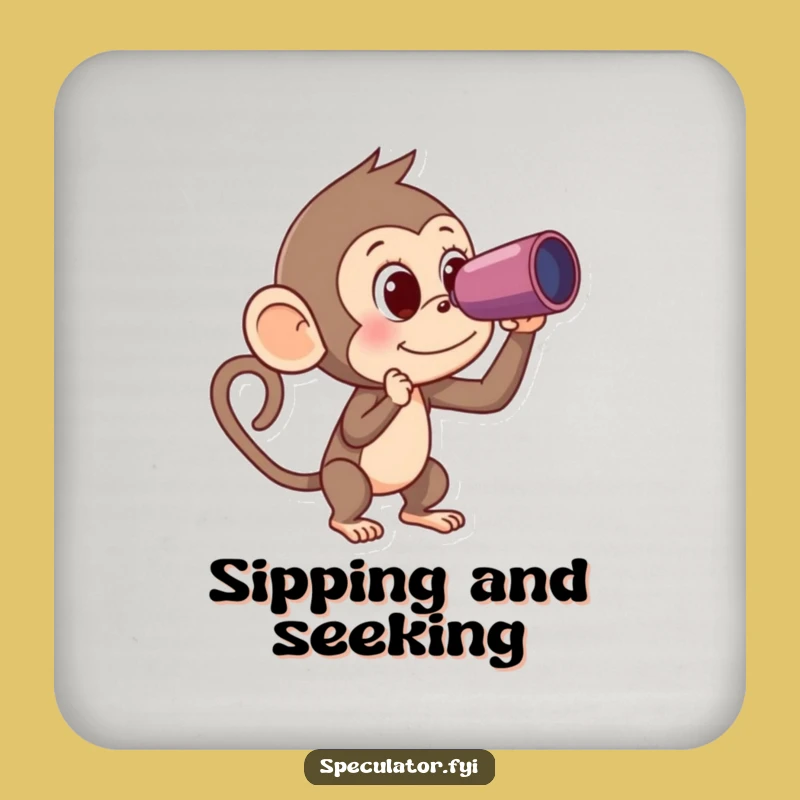 Funny Monkey Spyglass Banana Coaster - Protect Surfaces with Primate Humor