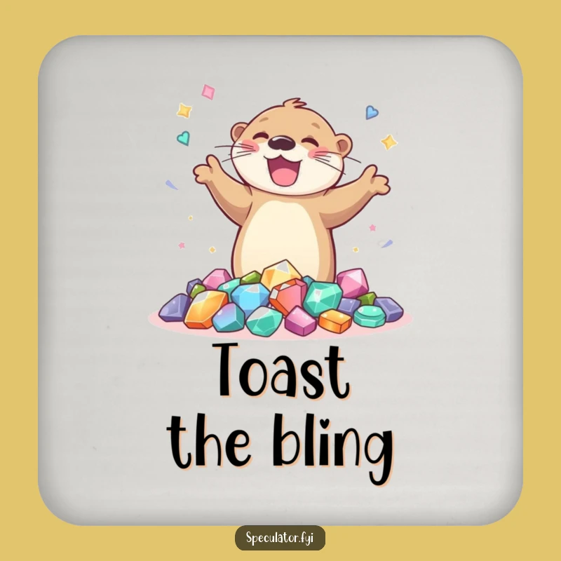 Funny Otter Gem Dance Coaster Set: Joyful Protection for Sparkling Tables