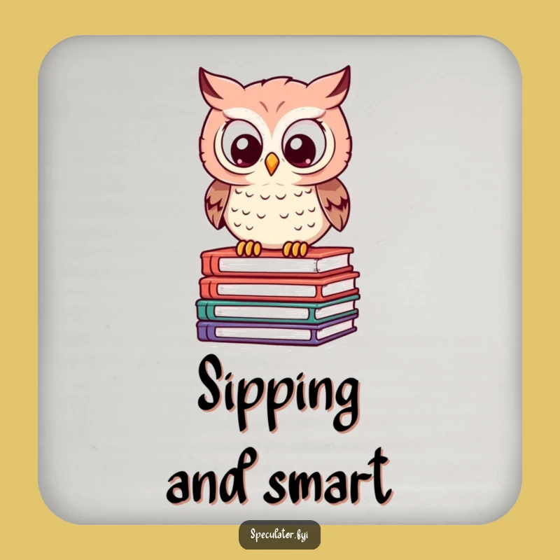 Funny Owl Book Stack Coaster - Protect Surfaces with Intellectual Wit