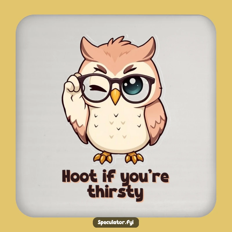 Funny Owl Coasters: Proud Spectacle Wink, Smart Decor Gift