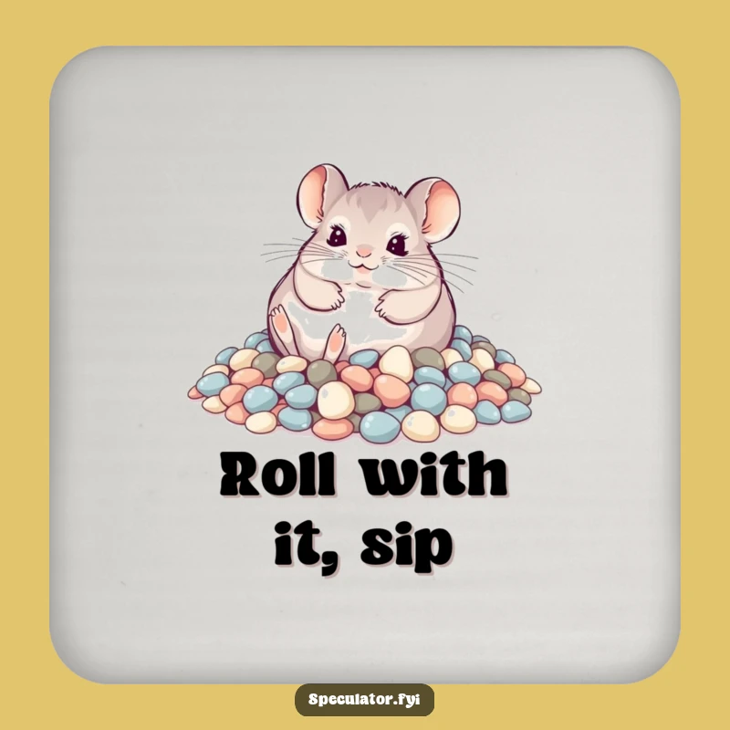 Funny Playful Chinchilla Pebble Coaster - Protect & Delight!