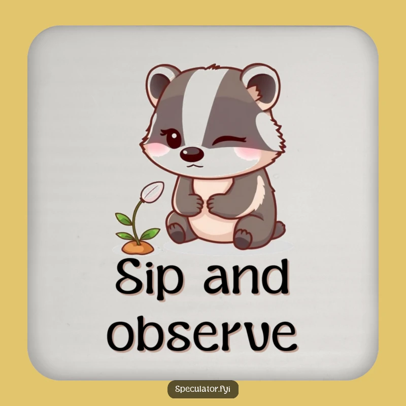 Funny Winking Badger Drink Coaster: Protect Surfaces with Sneaky Charm, Perfect Humorous Gift