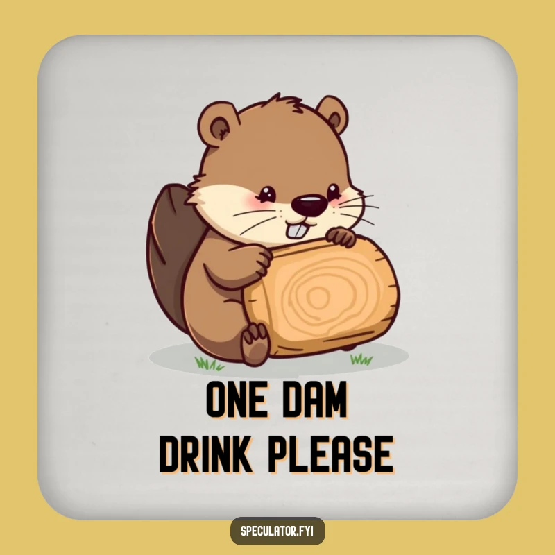 Funny Beaver Inspecting Log Coaster: Protect Surfaces with Humorous Style Gift