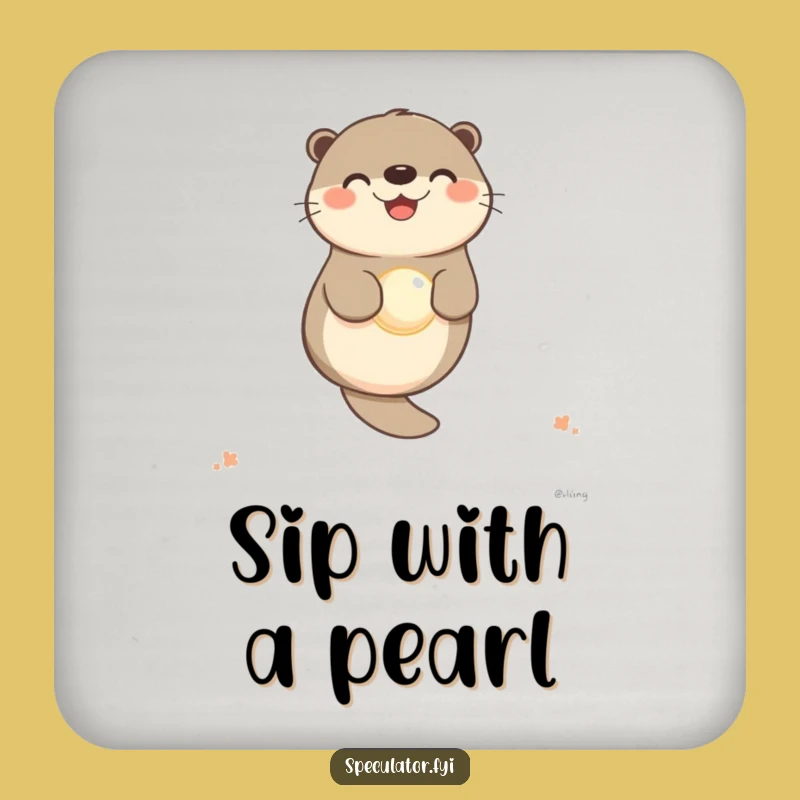 Funny Otter Pearl Drink Coasters: Protect Surfaces With Aquatic Grace!