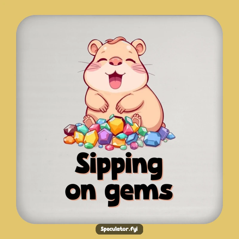 Funny Capybara Jewels Drink Coasters: Protect Surfaces With Sparkle!