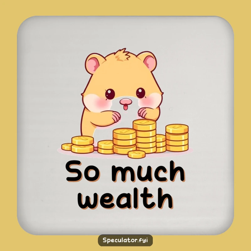 Funny Kawaii Hamster Counting Gold Coins Coaster - Protect Funny Gifts!