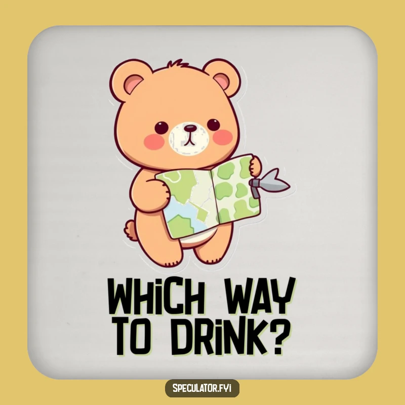 Funny Kawaii Bear Coaster: Map Your Drinks Safely