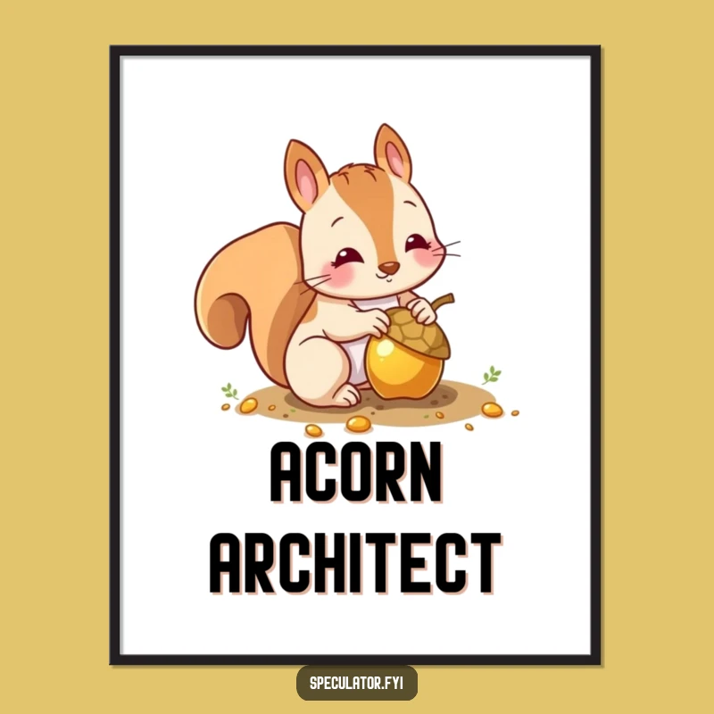 Funny Squirrel Gold Acorn Poster: Add Whimsy and Laughter to Your Walls!