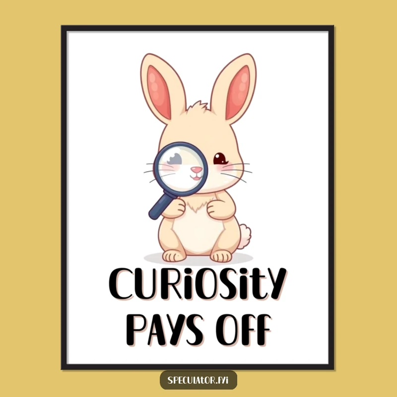 Funny Kawaii Rabbit Magnifying Glass Poster - Educational Funny Gift!