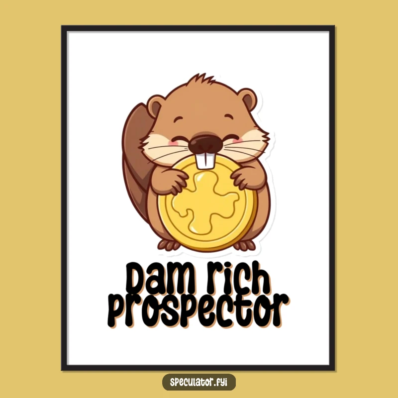 Funny Beaver Coin Poster: Determined Wall Art for Offices and Homes