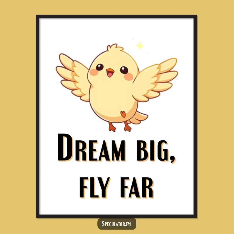 Funny Soaring Bird Poster: Inspiring Wall Art with a Happy Character