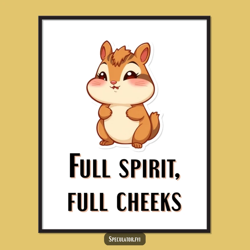 Funny Chipmunk Poster: Puffed Cheeks Wonder, Humorous Wall Decor Gift