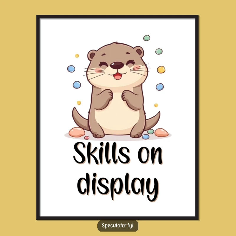 Funny Cheerful Otter Poster: Whimsical Wall Art, Perfect Humorous Gift for Animal Enthusiasts