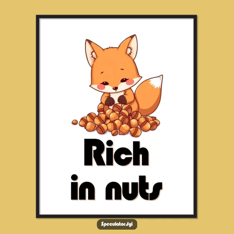 Funny Fox Acorn Counting Poster - Witty Wall Art for the Savvy Decorator