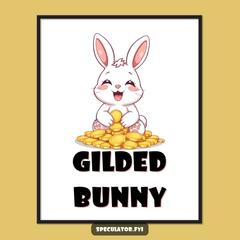 Funny Giggling Bunny Coin Poster: Decorate Your Space with Hilarious Fortune and Charm