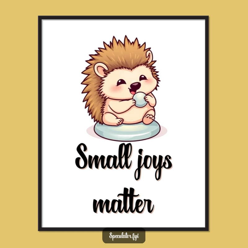 Funny Hedgehog Button Polishing Poster - Cute Wall Art Gift!
