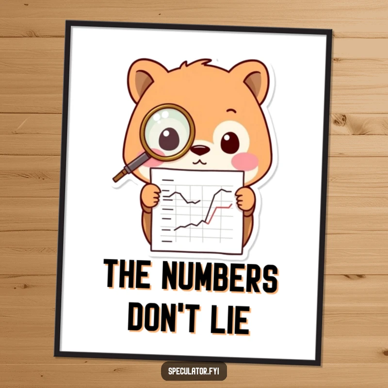 Funny Kawaii animal poster, adorned with a monocle and intently studying a chart, a piece of art celebrating intelligence.