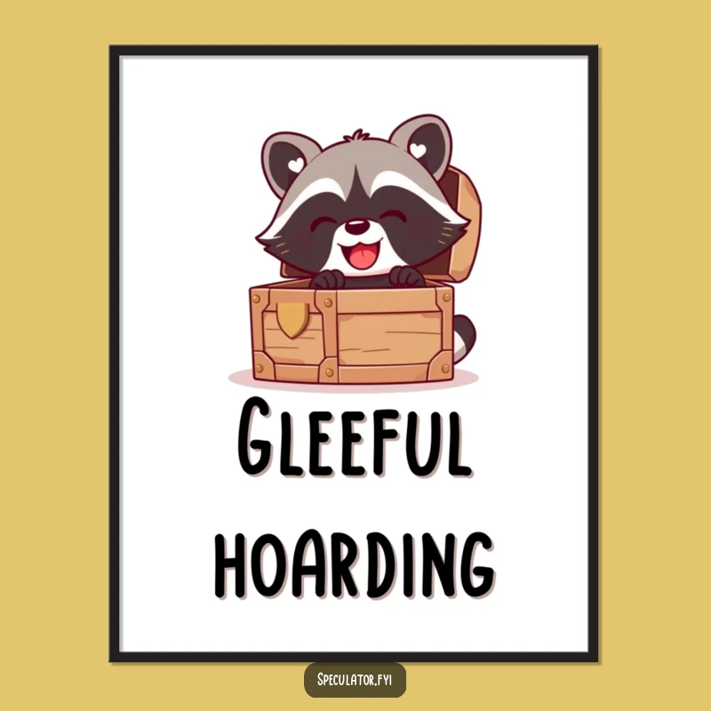 Funny Kawaii Raccoon Poster: Glee-Filled Treasure Art for Your Walls