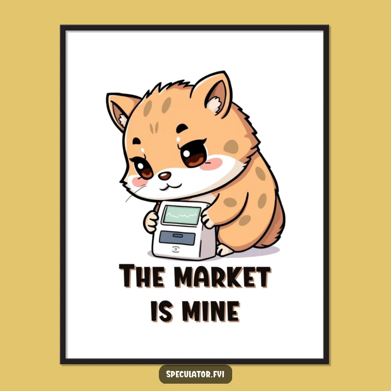 Funny Kawaii Stock Focus Poster - Determined Animal Ticker Art Gift