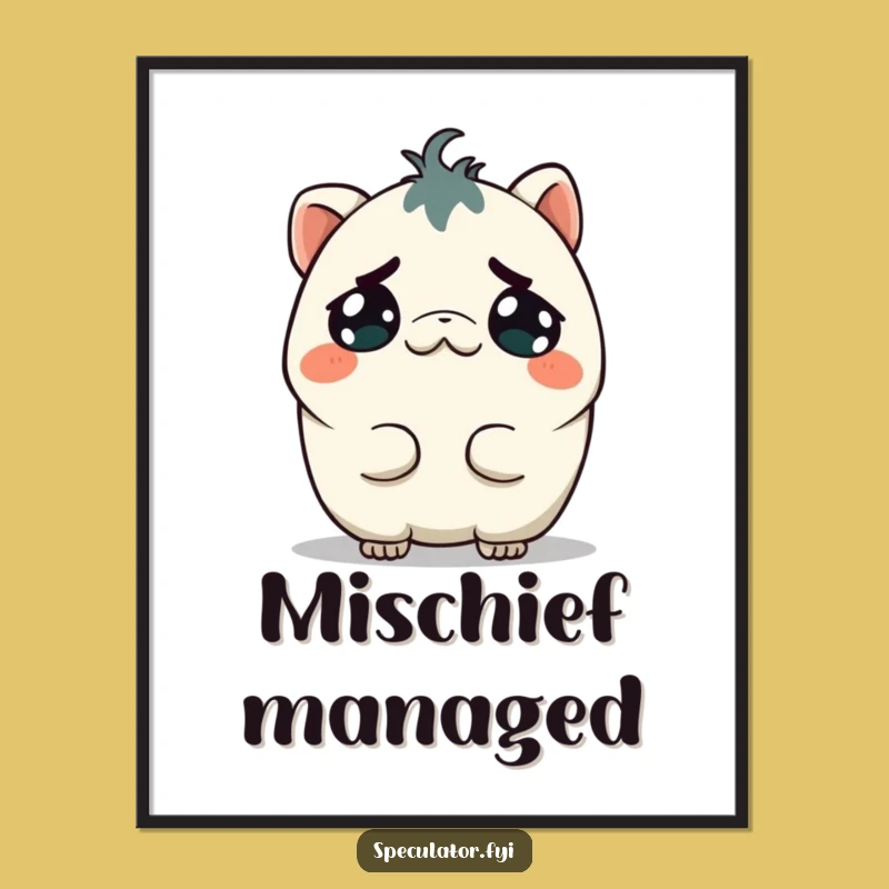 Funny Mischievous Kawaii Creature Poster - Artful Gift for Plotters