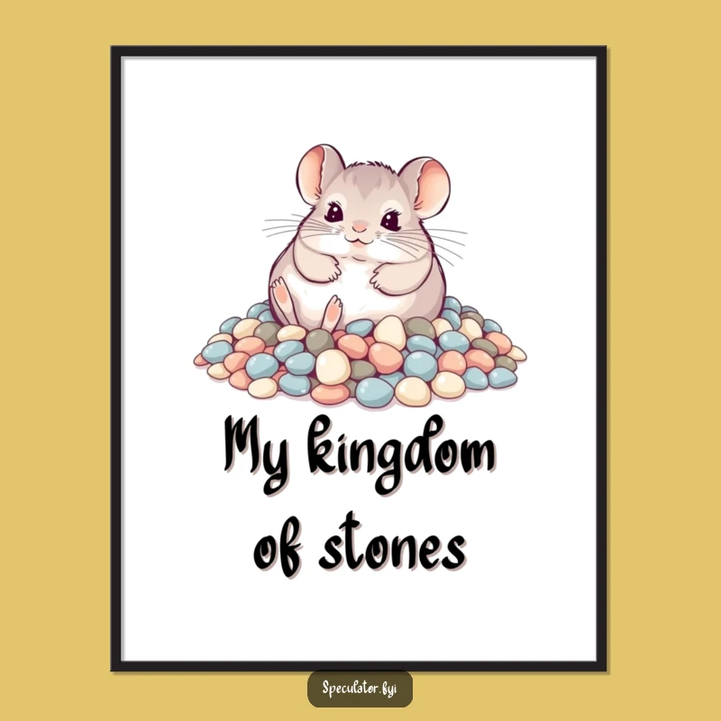 Funny Playful Chinchilla Pebble Poster - Joyful Wall Art!